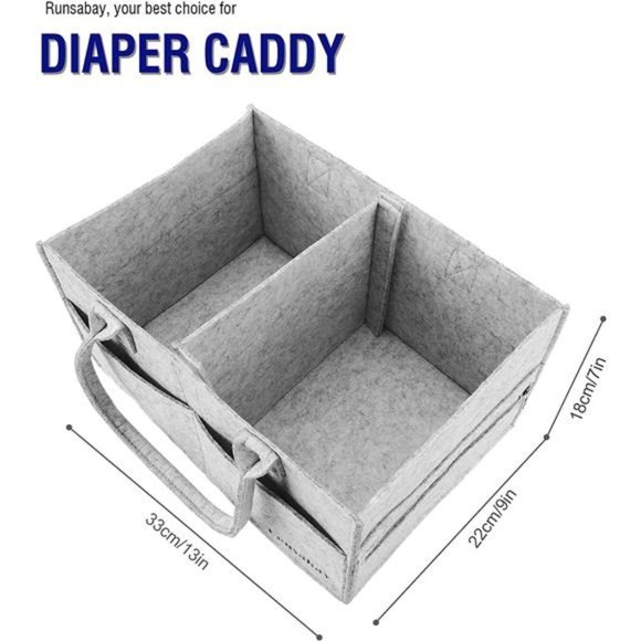 Baby Diaper Caddy Organizer | Portable Nursery Essentials Storage Basket Bin - Picture 2 of 7
